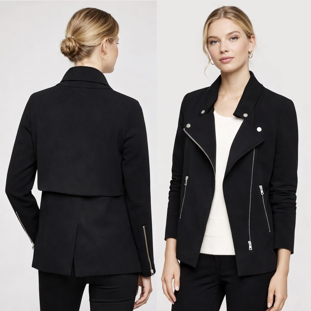 Aritzia Wilfred Mayet Moto Blazer Jacket Black Japanese Crepe Minimalist XS